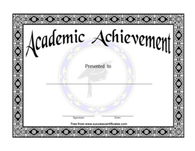 academic excellence certificate