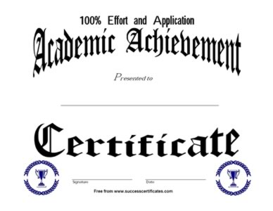 Academic Achievement Certificate - Recognition For Outstanding Effort And Application