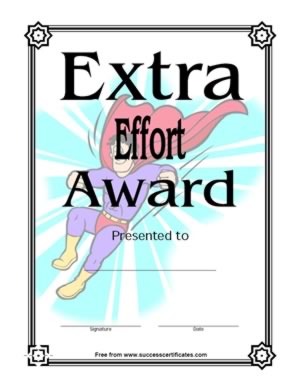 Extra Effort Award Certificate -Three 