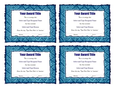 Blue Border Tetrad Certificate Template