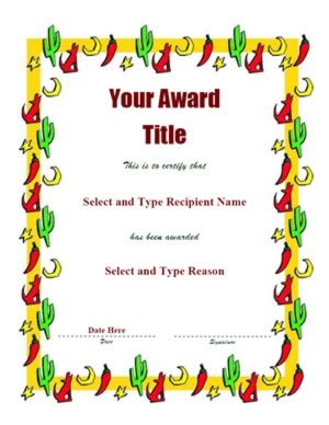 Yellow Spikey Border Blank Template Certificate