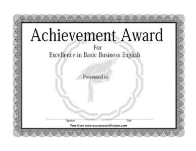 Certificate Of Achievement In Basic English