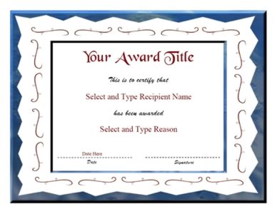 Blue  Shaded Zigzag  Border Blank Award Template 