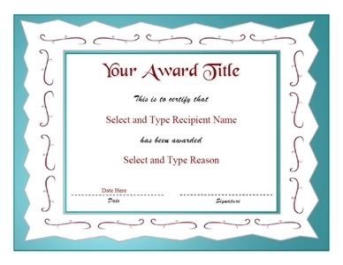 Blue Zigzag Border Blank Award Template -One