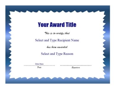 Blue Zigzag Border Certificate - Two