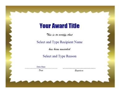 Gold Zigzag Border Certificate Template – One