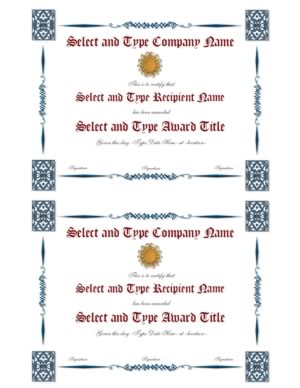 Blue Border with Gold Emblem certificate Template Pair