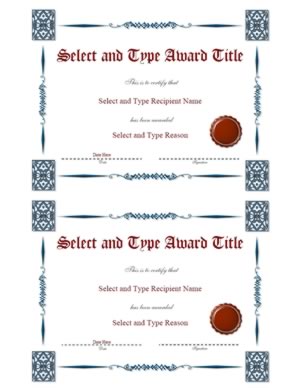 Blue Border With Brown Emblem Certificate Template Pair