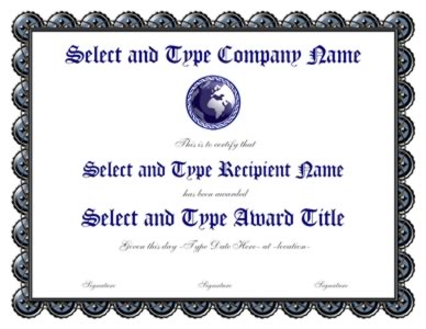 Blue Semicircle Border with Blue Emblem Certificate Template