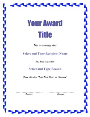 Blue Spiky Double Border Blank Template | Certificate Templates | Teachers